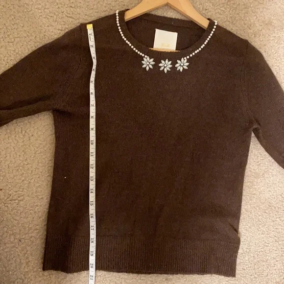 Pearl and rhinestones embellished brown sweater (bought in Japan) - Picture 6 of 7